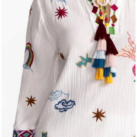 NWT Johnny Was Shirt Multicolor Boho Bamboo Tunic Palm Paisley Women's XL - Picture 3 of 3